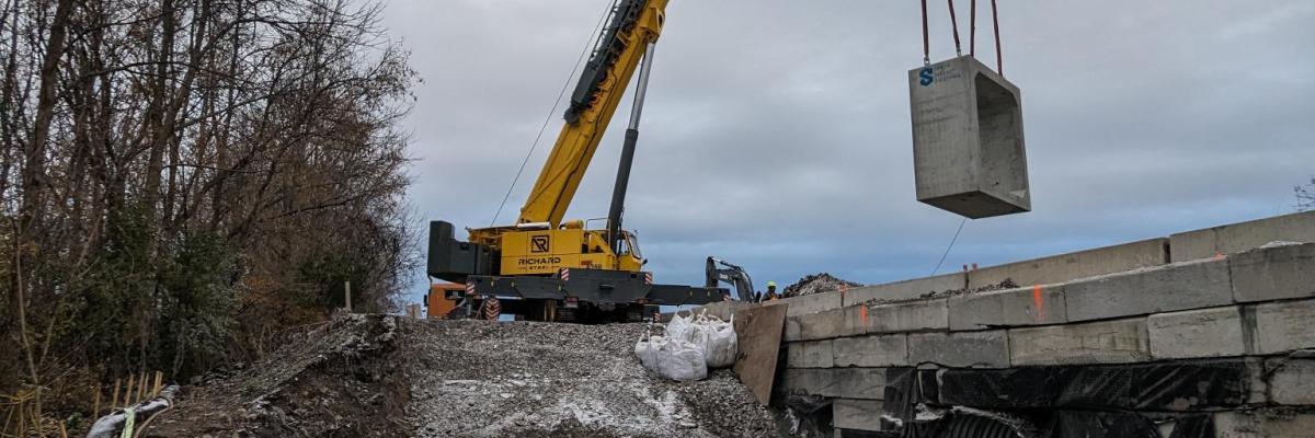 Culvert high in with crane