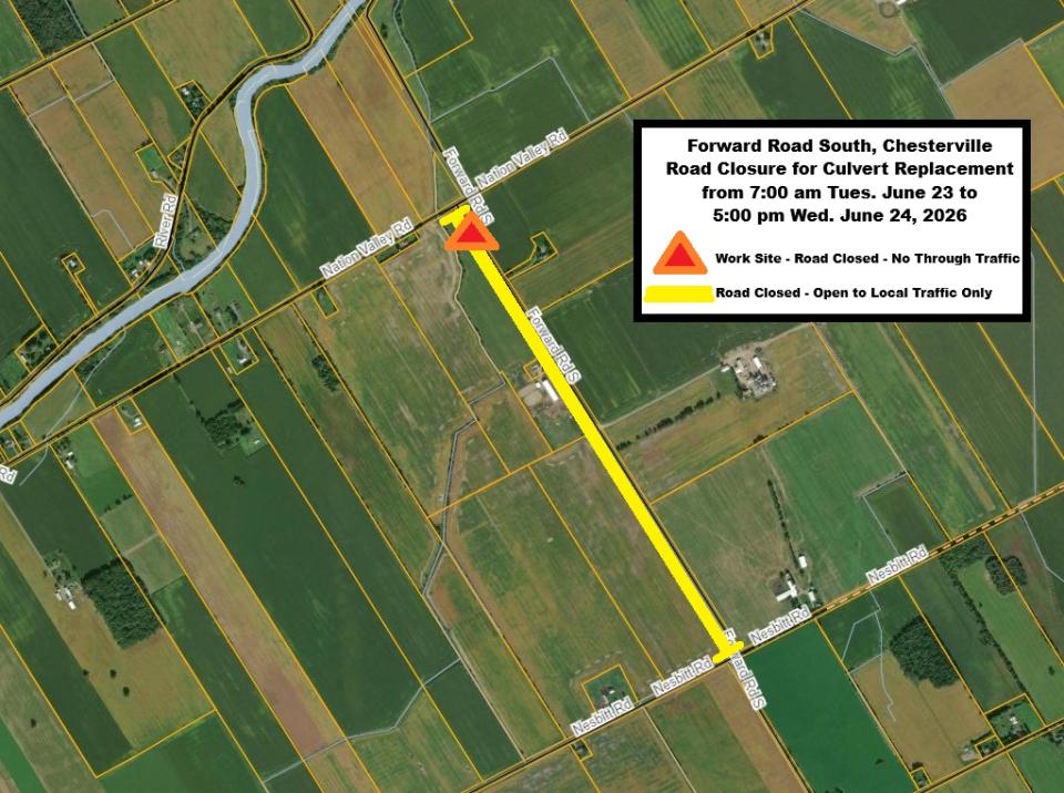 Forward Rd South at Nation Valley Rd- Culvert Replacement-June 23-24, 2026