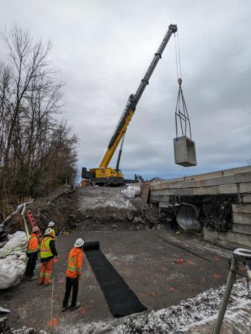 Culvert high in with crane