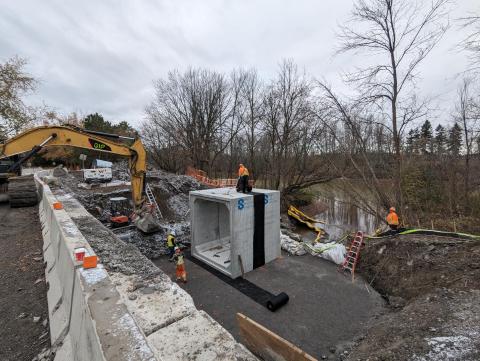 Culvert placed in hole